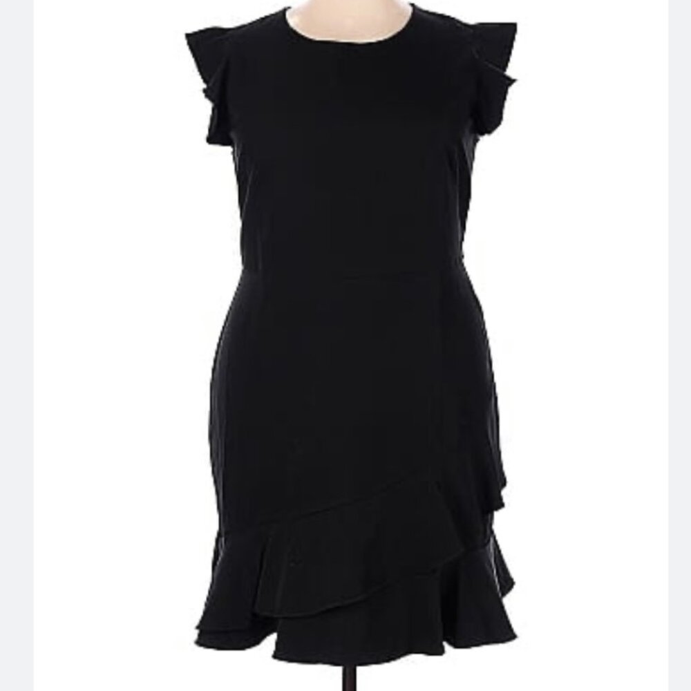 Loft Little Black Flutter Ruffle Dress, new- no tags, size 12P